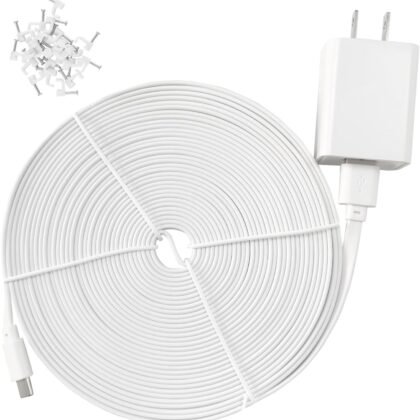 Power Adapter USB C for Ring Camera, Blink Mini 2, Blink Outdoor 4 Security Cam, Furbo 360 Dog Camera - Extension Cable Cord 25 ft