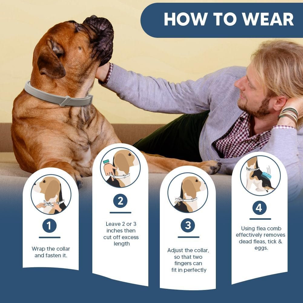Flea Collars for Dog, Flea & Tick Collar for Dogs, Tick Collar for Large Dogs, Upgraded Sturdy & Adjustable 8 Months Prevention-Pack of 2 - Image 2