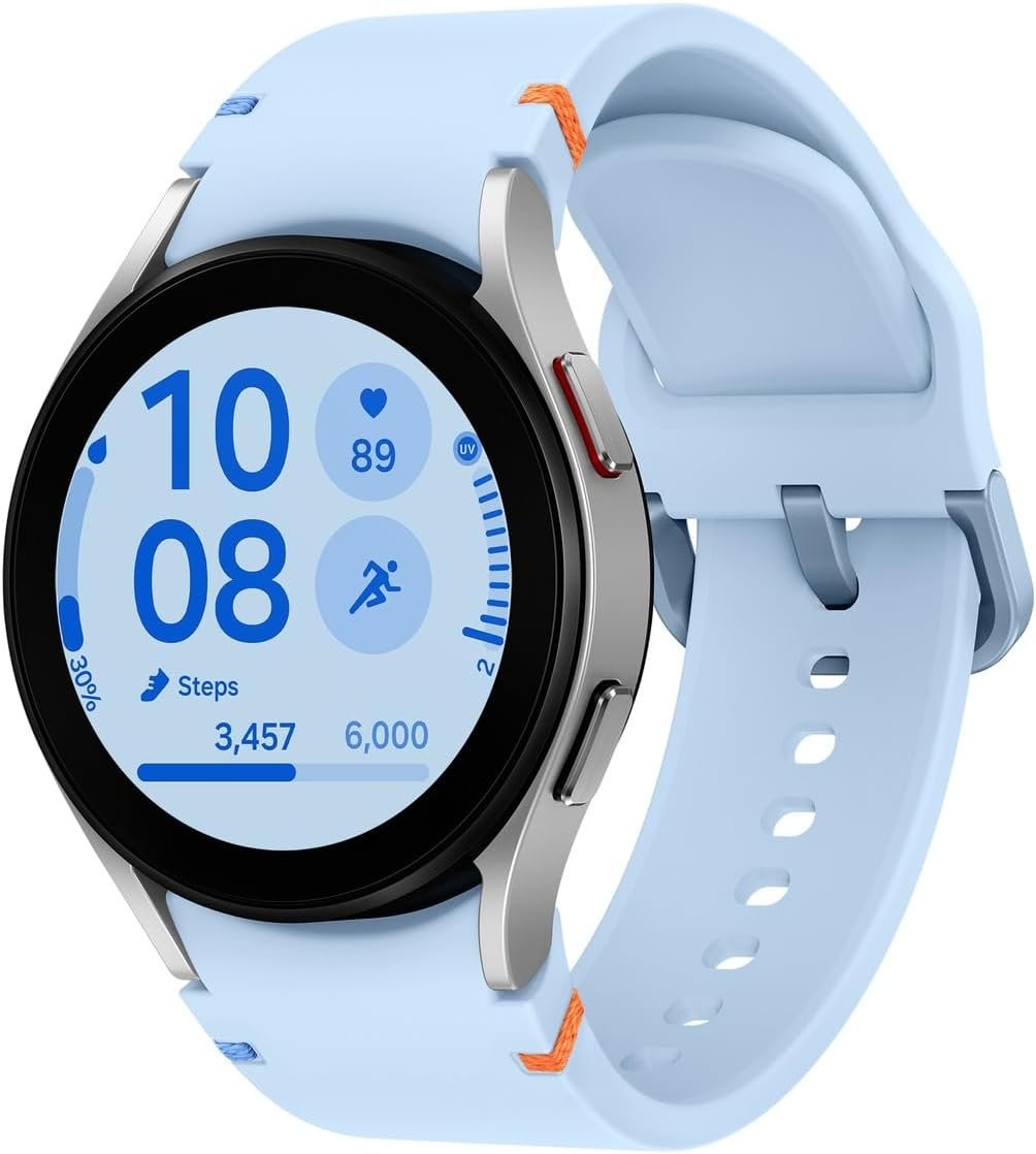Samsung Galaxy Watch FE (40mm) AI Smartwatch w/ 1.2" AMOLED Screen, Wear OS 5, Wi-Fi, Bluetooth, Heart Rate, Sleep & GPS Fitness Tracker, International Model R861N (w/Fast Charger, Silver)