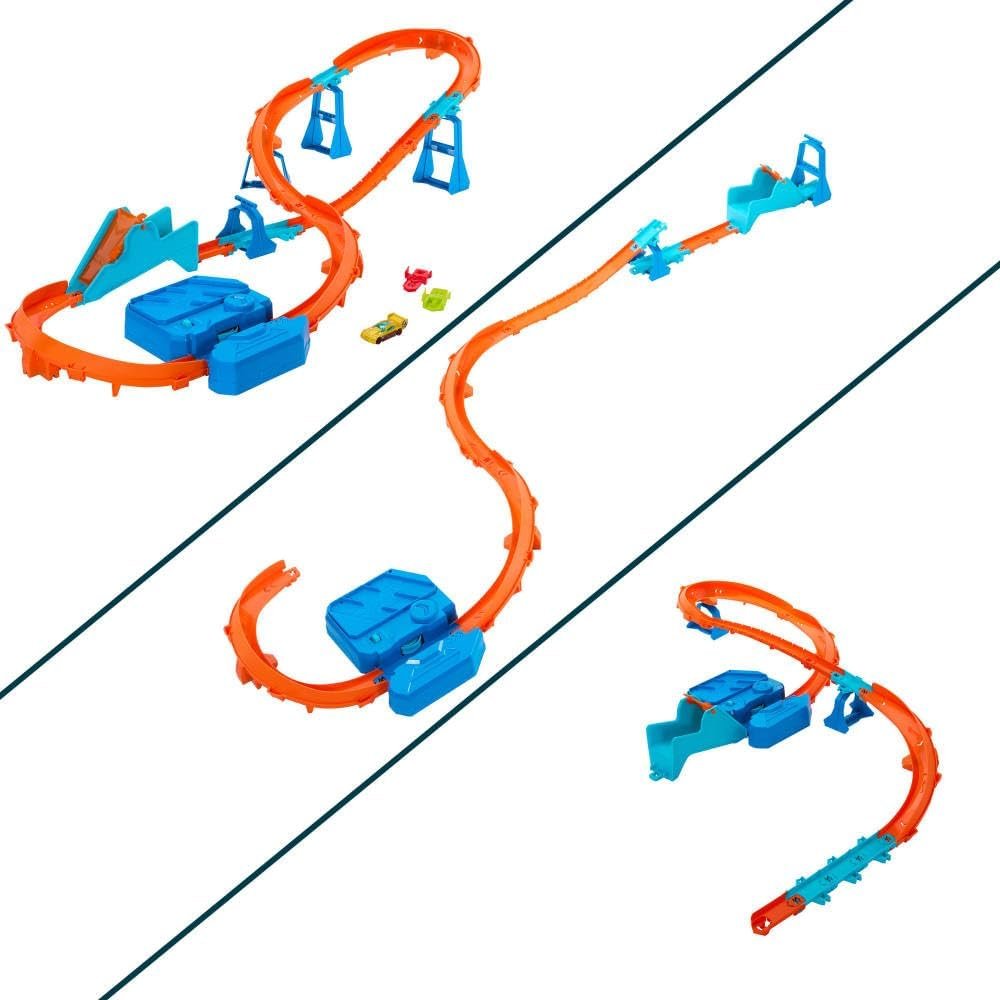 Hot Wheels Toy Car Track Set, Deluxe Building Box with Motorized Booster, 1:64 Scale Vehicle, Speed Snap Track, Boosted Jump Speedway - Image 8