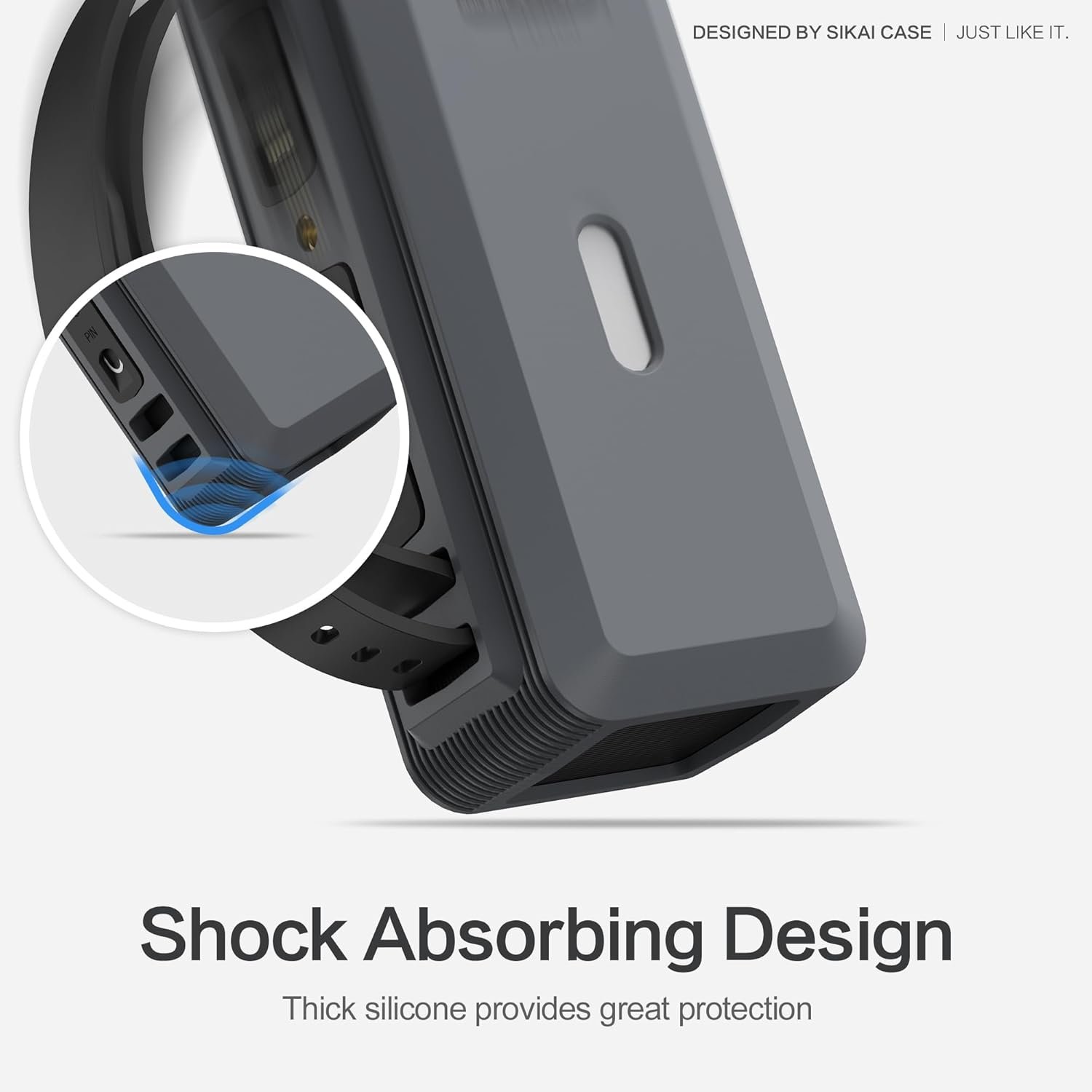 Silicone Case for Anker 737 Power Bank (24,000mAh 3-Port) 1/4-inch nut Hole, SD/SIM Card Storage Reserved Compatible with Anker 737 Power Bank Travel Protective Cover Dustproof with Handle (Gray) - Image 5