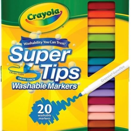 Crayola 588106 Washable Super Tips Markers, Assorted, 20/Set