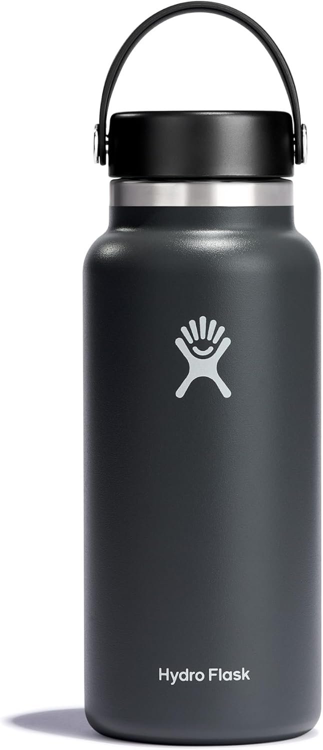 Hydro Flask Water Bottle - Insulated Stainless Steel - Wide Mouth Flex Lid, Non Spill, Leakproof and Refillable in 32 Oz Stone Gray