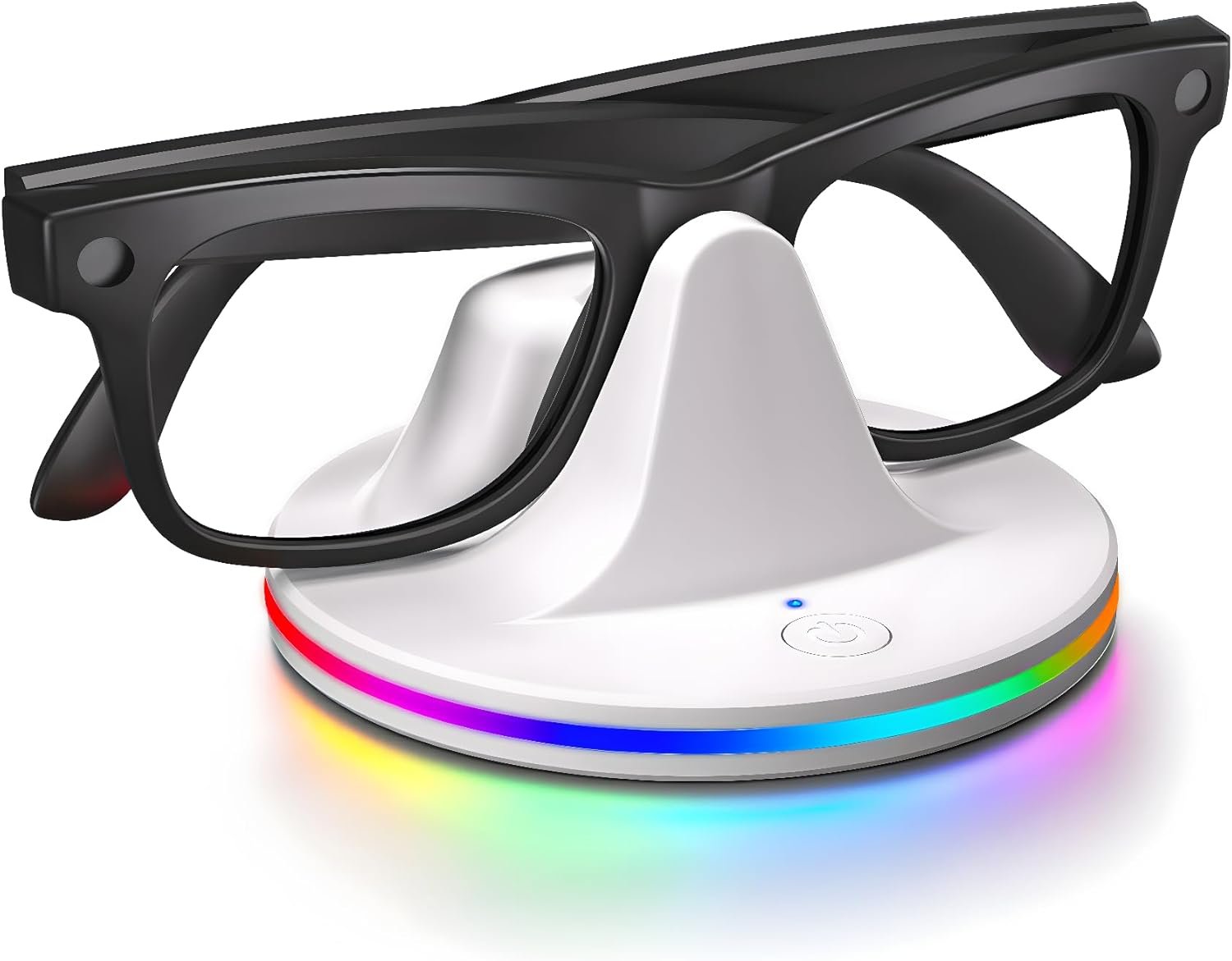 Charging Dock for Ray-Ban Meta Smart Glasses – RGB Desktop Charger Stand Compatible with Wayfarer Gen 2, Skyler, Headliner & Oakley HSTN, Type-C Input, LED Indicator Light, 1h Fast Charge, ABS (White)