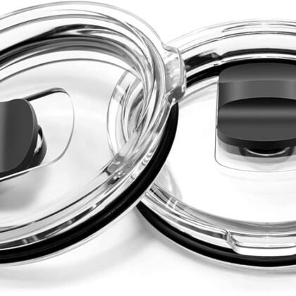 2-Pack 30 oz Tumbler Lid Compatible with YETI Rambler, Magnetic Slider Spill-Proof Lid Replacement for 30 oz Tumbler, 14 oz Mug, 35 oz Straw Cup，BPA-Free, Splash Resistant