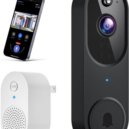 Wireless Wi-Fi Video Doorbell Camera with AI Motion Detection, 2 Way Audio, Night Vision, Cloud Storage, 2.4GHz Wi-Fi Only, Battery Powered