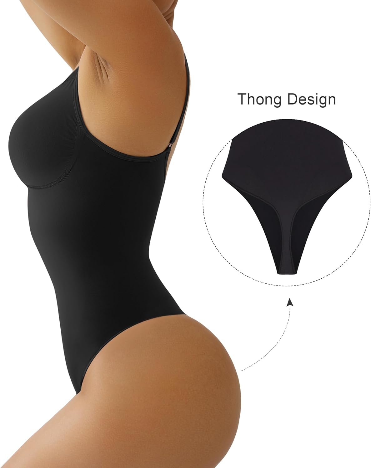 SHAPERX Women's Seamless Shapewear Bodysuit Tummy Control Body Shaper Waist Snatching Body Suit - Image 2