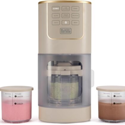 BLACK+DECKER Ice Cream Maker for Homemade Frozen Treats, Gelato, Sorbet, Milkshakes, Frozen Yogurt, Light Ice Cream, Mix-Ins, Dairy-Free, Keto-Friendly Dessert Machine