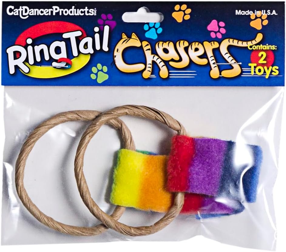 Cat Dancer Products Cat Chaser with Colorful Fleece, Interective Toy for Exercise with Ringtail Whisker & Bowtie (Pack of 7) - Image 6