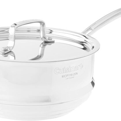 Cuisinart MCP116-20N MultiClad Pro Stainless Skillet, 20-cm, Universal Steamer w/Cover