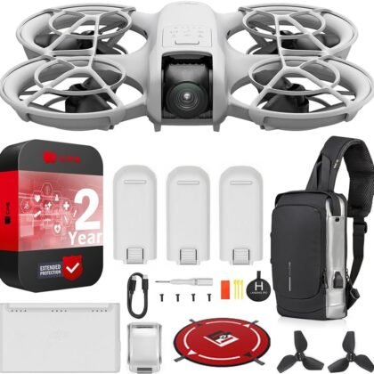 DJI Neo Drone 4K UHD Mini Quadcopter with 3 Battery Combo for Adults, 135g, Self Flying that Follows You, Palm Takeoff, AI Subject Tracking, QuickShots, Controller-Free Bundle w/Deco Gear Accessories
