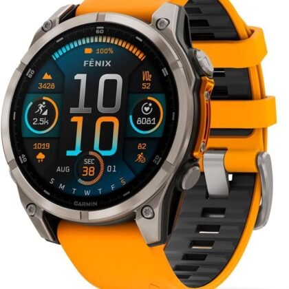 Garmin fēnix® 8 – 47 mm, AMOLED, Sapphire, Premium Multisport GPS Smartwatch, Long-Lasting Battery Life, Dive-Rated, Built-in LED Flashlight, Titanium with Spark Orange/Graphite Band