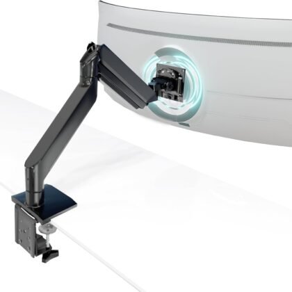 Mount-It! Heavy Duty Monitor Arm for 49”, 57" & Ultrawide Monitors, Full Motion Gas Spring | Holds 55 lbs | Tilt, Swivel & Rotate | VESA 75 & 100 | Clamp & Grommet Base | Fits Samsung Odyssey G9