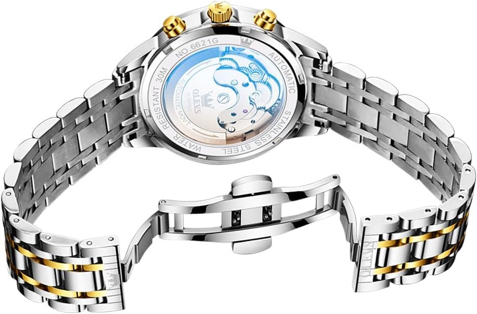 OLEVS Automatic Watches for Men Business Dress Watch Mechanical Stainless Steel Waterproof Self Winding Classic Date Luxury Diamond Men Wrist Watch - Image 9
