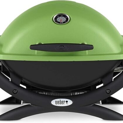 Weber Q1200 Liquid Propane Portable Gas Grill for Travel and Camping, 1 Burner, Green