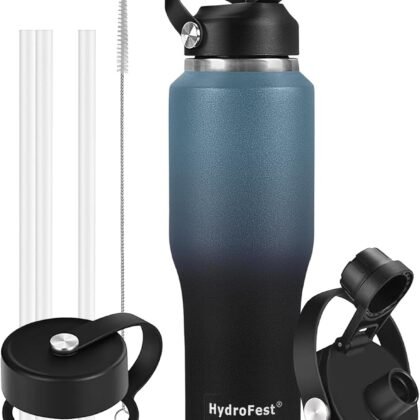 40oz Water Bottle Insulated with Straw,Leak Proof Water Bottles Fit in Car Cup Holder，Mens Water Bottle Stainless Steel for Gym,Hiking,Travel，Sport,Bpa free