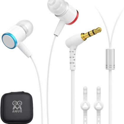 AMVR Noise-Isolating in-Ear Headphones Compatible with Meta Quest 3 - VR Accessories Low Bass Earphones with Custom Silicone Earplugs and Strap Holder | Enhance 360-Degree Surround Sound