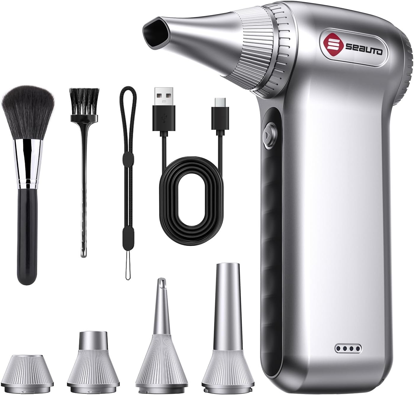 Compressed Air Duster-125,000 RPM Cordless Electric Air Duster, Rechargeable Super Power Air Blower with 3-Gear Turbo Fan, Air Blower for PC, Keyboard, Outdoor, Car & Home