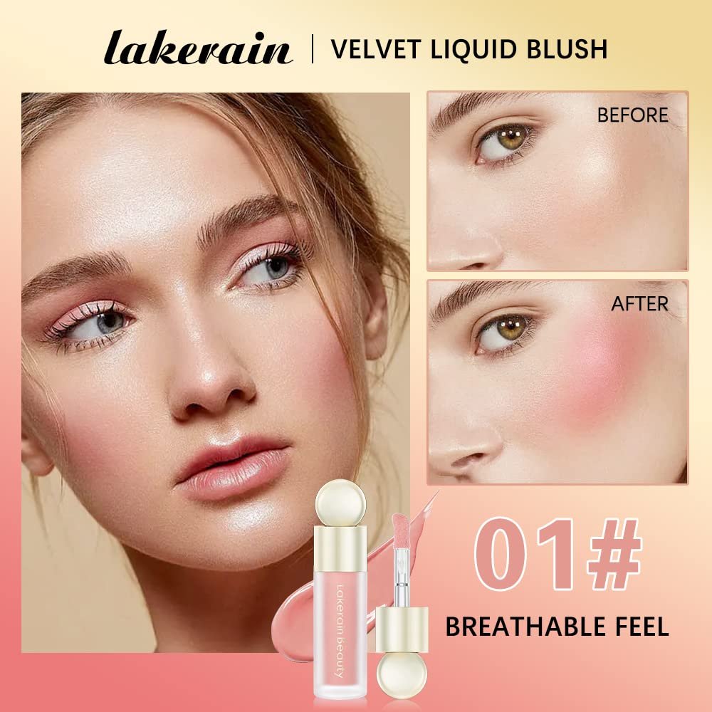 Liquid Blush For Cheeks, Soft Velvet Cream Blush Face Blush Makeup, Pink Blush Red Blush Skin Tint, Natural-Looking Matte Finish Makeup Blush Stick, Waterproof&Long Lasting Dewy Cheek Tint, Moisturizing&Lightweight Blendable Feel Blush Makeup (1#) - Image 2