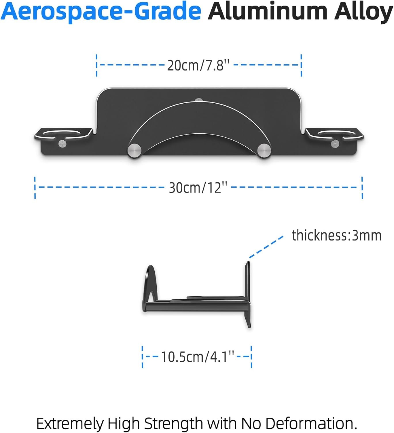 VR Headset Wall Mount Storage Stand Hook Compatible with Meta Quest 3/Meta Quest 3S/Quest Pro/Quest 2 Metal VR Headset Hook Storage Rack Holder(Aluminum Alloy-Black) - Image 4