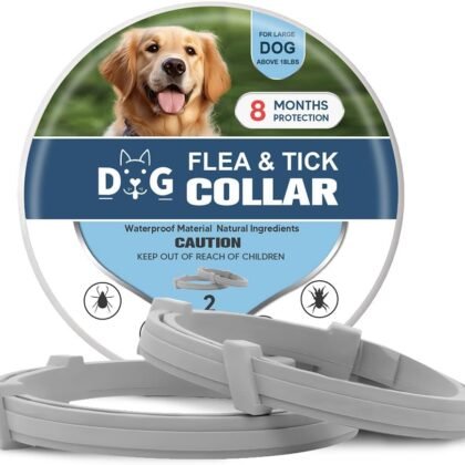 Tick Collar for Dogs,Flea Collar for Dog, Dog Flea Collars, Lasts Up to 8 Months, Nature-Based Ingredients, Adjustable Size for Small, Medium, and Large Dogs - 2P