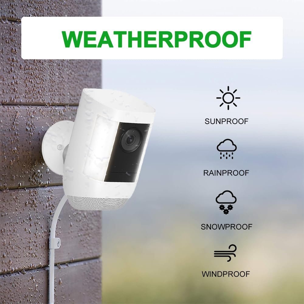 26FT Power Adapter and Cable for Ring Camera, Ring Stick Up Cam Battery, Ring Spotlight Cam Battery/Pro/Plus, Blink Outdoor 4 (4th Gen), EufyCam 3C, Weatherproof Charging Power Cord with Charger,2Pack - Image 7