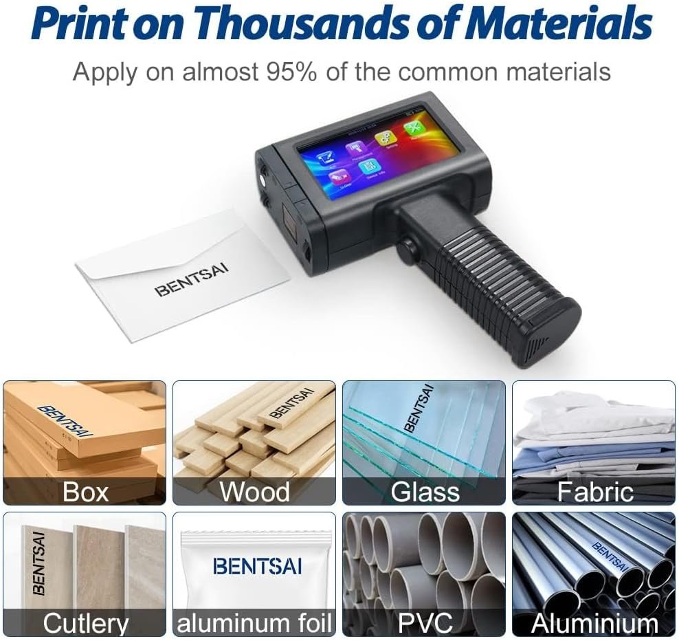 BENTSAI BT-HH6105B2 Handheld Inkjet Printer with 1/2 Inch Print Height Portable Handheld Printer for EXP Date, Batch Number, QR Code, Barcode, Logo on Carton Wood Fabric Plastic Metal - Image 3