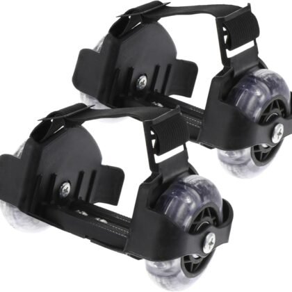 Kisangel 1 Pair Glowing Heel Wheels Skates, Adjustable Rollers Heel Wheels Skating for Shoes, Cool Razor Scooter for Child Sports Pulley Skating Scooters