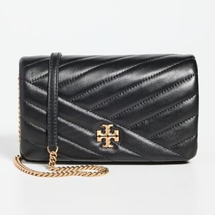 Tory Burch Women's Kira Chevron Chain Wallet, Black, One Size