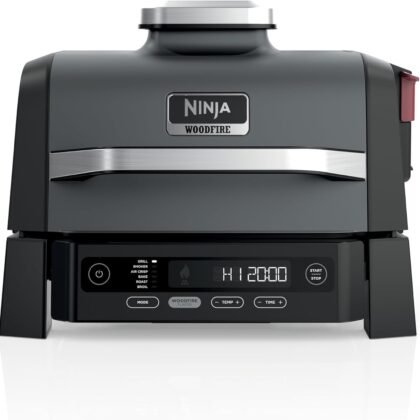 Ninja Woodfire Outdoor Grill & Smoker, 6-in-1 Functionality, Grill, Smoke, Bake, Roast, Air Fry, Broil, Authentic Woodfire Flavors, Electric Heat, OG321
