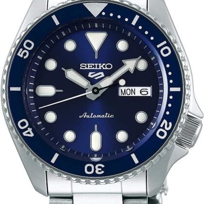 SEIKO Automatic Watch for Men - 5 Sports - Day/Date Calendar, LumiBrite Hands and Markers, and Rotating Bezel, 100m Water-Resistant