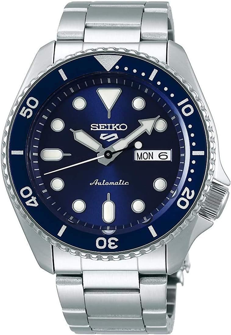 SEIKO Automatic Watch for Men - 5 Sports - Day/Date Calendar, LumiBrite Hands and Markers, and Rotating Bezel, 100m Water-Resistant