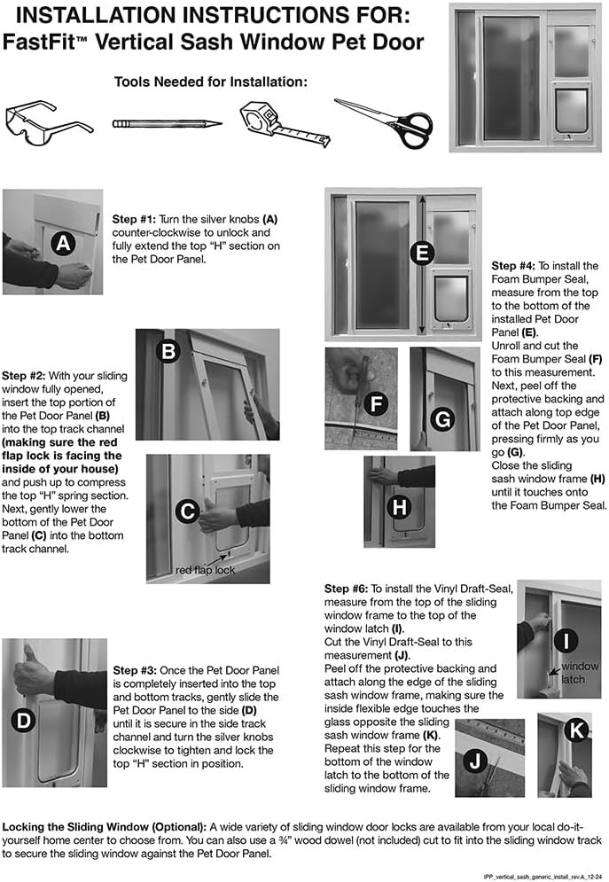 Ideal Pet Products Aluminum Vertical Sash Window Pet Door, Adjustable Sizes to Fit Window Heights from 32-1/2" to 35-1/8”, Chubby Kat 7-1/2” x 10-1/2” Flap Size - Image 4