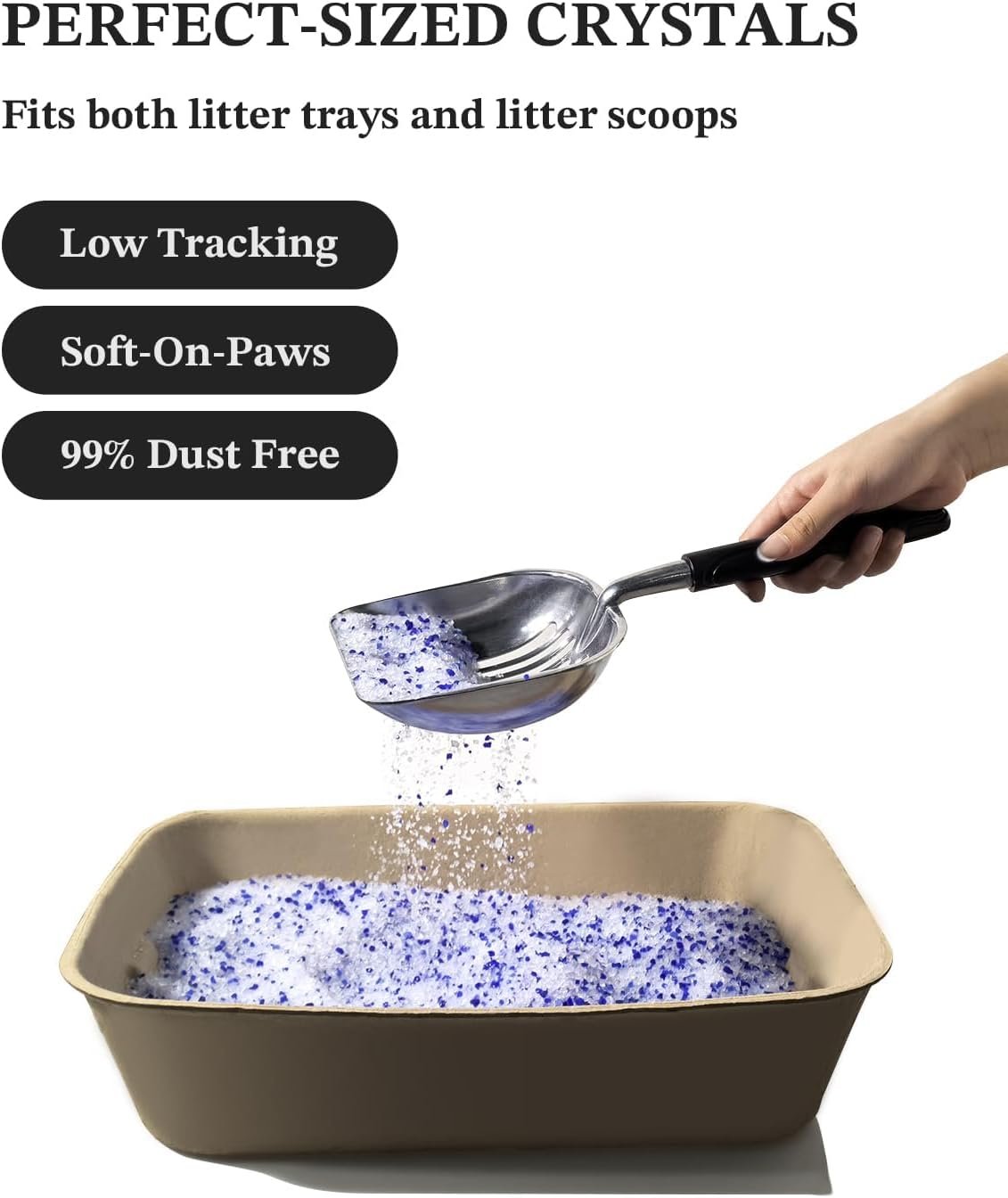 Crystal Cat Litter with Powerful Odor Control, Non-Clumping, Lasts Up to 4 Months, 17.2lb, Rapid Water Absorption, Unscented & Low Tracking Lightweight Blue & White Silica - Image 5