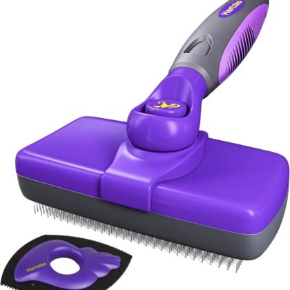 Hertzko Dog Slicker Brush and Dog Hair Remover - Self-Cleaning Brush for Cats and Dogs - Pet Hair Remover Brush for Fur - Gently Removes Mats, Tangles, and Loose Hair - Ideal for Home Use