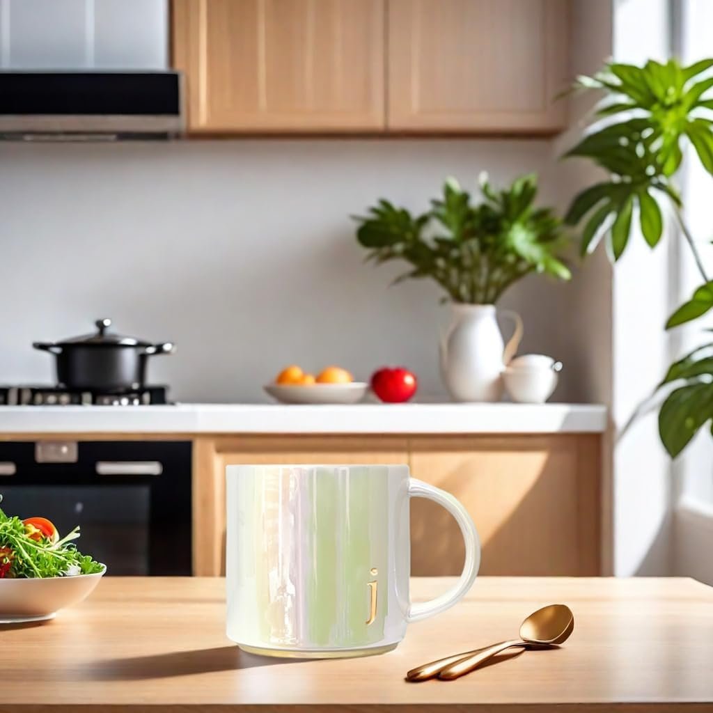 COLLECTIVE HOME - Ceramic Coffee Mug, Iridescent Finish Cups, Personalized Lowercase Embossed Lettering, Lustrous Multicolored Finish, Ideal for Unique Gifts (j) - Image 6