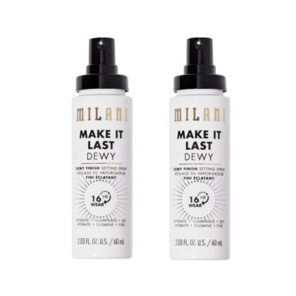 Milani Setting Spray + Primer, Make It Last Dewy - Dewy Finish Moisturizing Formula for Glow on the Go, Setting Spray for Makeup and Face Primer, Prime + Set + Hydrate, 2.03 Fl. Oz - 2 Pack
