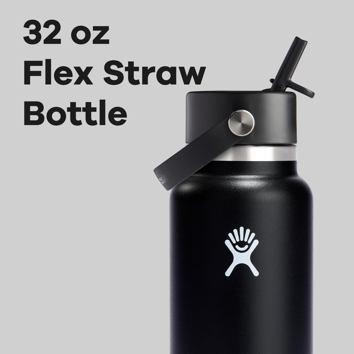 Hydro Flask Water Bottle - Insulated Stainless Steel - Wide Straw Lid, Non Spill, Leakproof in 32 Oz Black - Image 3