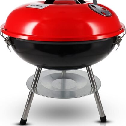 Gas One – 14-inch Portable Barbecue Grill with 3-Point Locking Lid for Heat Preservation – Dual Venting System – Small Charcoal Grill for Backyard, Camping, Boat
