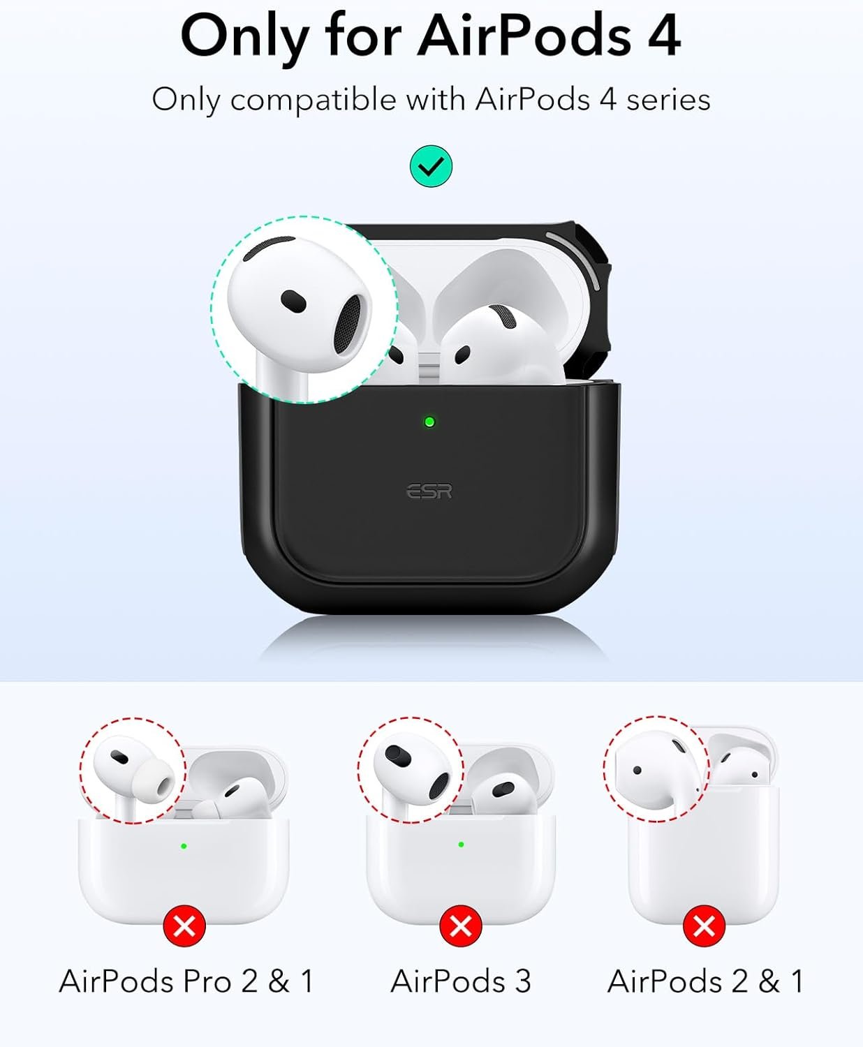 ESR for AirPods 4 Case, Compatible with AirPods 4th Generation Case (2024) (USB-C), Compatible with MagSafe, Drop Protection Cover with Lanyard, Magnetic Lid Lock, Orbit Hybrid Series, Black - Image 2