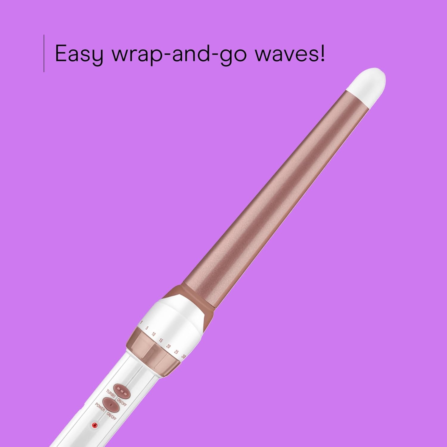 Conair Double Ceramic Tapered Curling Wand, Hair Wand Tapers 1¼ Inch to ¾ Inch to Produce Beachy Waves, 30 Heat Settings, For All Hair Types and Textures, White - Image 3