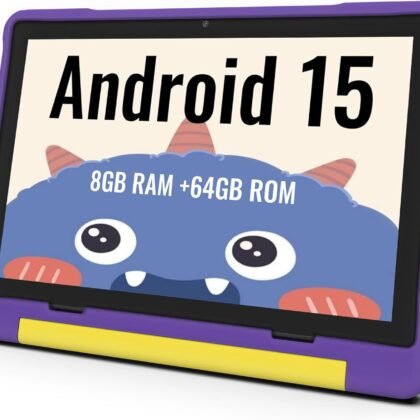 Kids Tablet, 10.1 Inch HD Android 15, 64GB Storage, 8GB RAM, Eye Protection Mode, 10-Hr Battery, Parental Shockproof Case - Tablet for Kids (Purple)