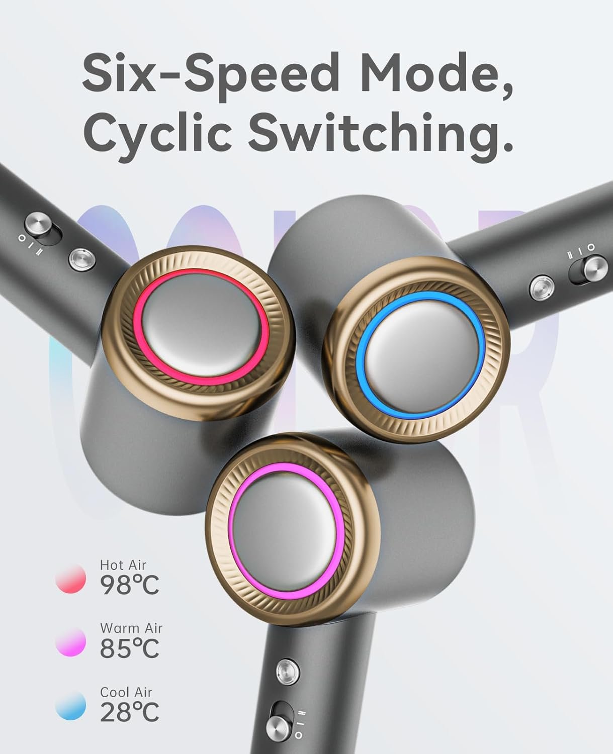 Hair Dryer, CONFU Ion Hair Dryer with Diffuser for Curly Hair, 110000 RPM Professional High Speed Blow Dryer, 1400W Diffuser Hairdryers Fast Drying for Women Men - Image 6