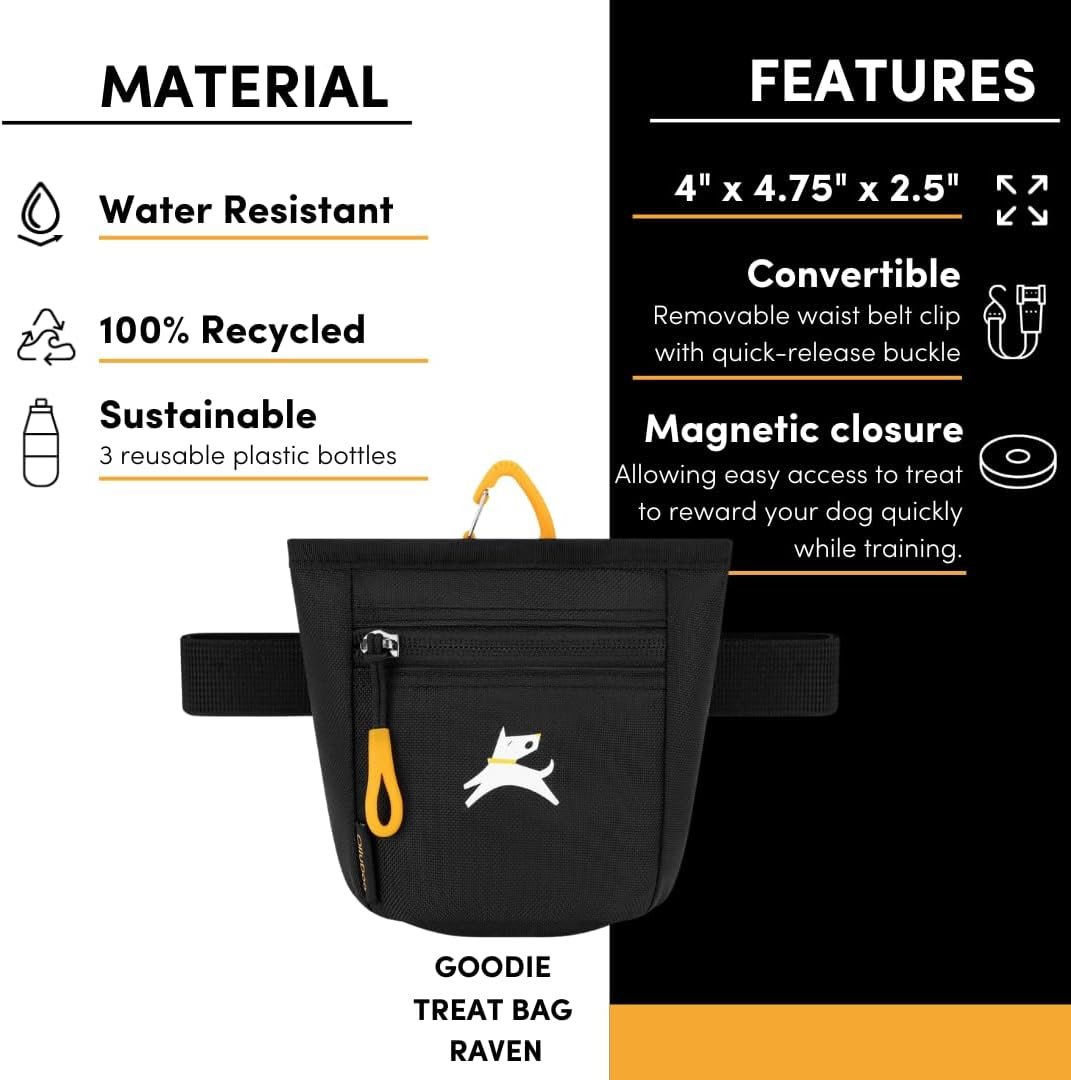 OllyDog Goodie Treat Bag, Dog Treat Pouch, Waist Belt Clip for Hands-Free Training, Magnetic Closure, Dog Training and Behavior Aids, Three Ways to Wear (Raven S'25) - Image 9