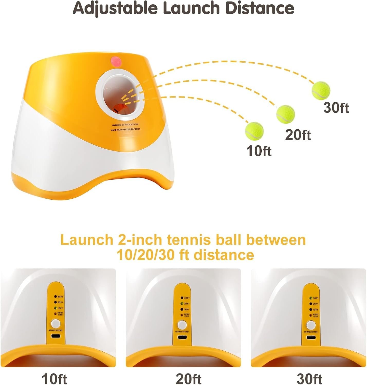 Automatic Dog Ball Launcher, Dog Ball Thrower with 15 Mini Tennis Balls Sizing 2 Inch and Mesh Bag, Interactive Dogs Toys Tennis Balls Launcher for Small Dogs with 3 Distance Settings - Image 4