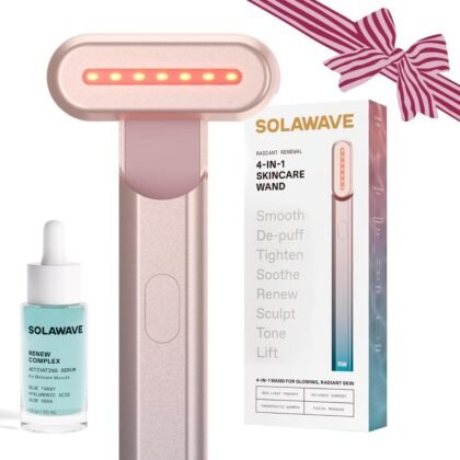 Solawave 4-in-1 Radiant Renewal Red Light Therapy Wand & Renew Complex Activation Serum | Beauty Device for Face & Neck | Serum Boosts Anti-Aging Effects, Reduces Wrinkles, Dark Circles & Puffiness