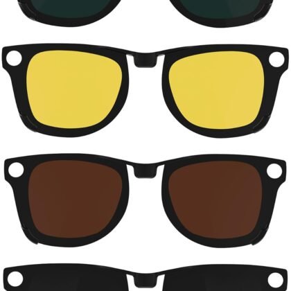4Pcs Polarized Clip for Ray-Ban Meta Wayfarer RW4006 & Gen 2 RW4012 Regular (50-22), Discoloration Clips for Meta Wayfarer Gen 2 Protect Your Eyes, Cool and Fashion (Black+Green+Brown+Yellow)