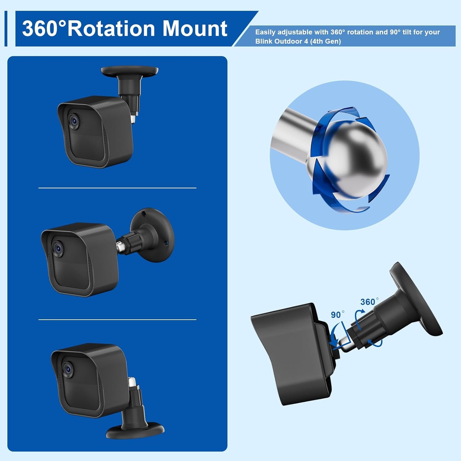 All-New Blink Outdoor Camera Surveillance Mount, 5 Pack Weatherproof Protective Housing and 360 Degree Adjustable Mount for Blink Outdoor 4th & 3rd Gen Cam - Image 5