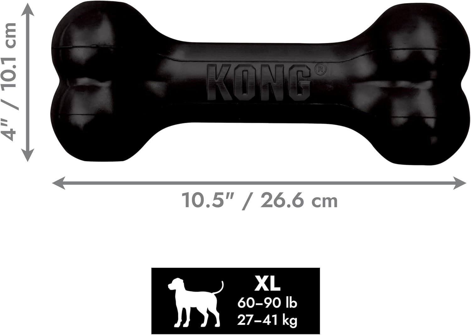 KONG - Extreme Goodie Bone Most Durable Natural Rubber Dog Bone for Power Chewers - Black - for Extra Large Dogs - Image 5