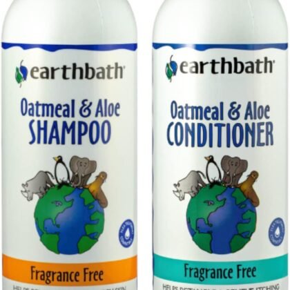 earthbath, Oatmeal & Aloe Dog Shampoo and Conditioner Oatmeal Shampoo For Dogs - Itchy, Dry Skin Relief, Dog Wash, Made in USA, Dog Conditioner, Fragrance Free Pet Shampoos - 16 Oz (1 Set)